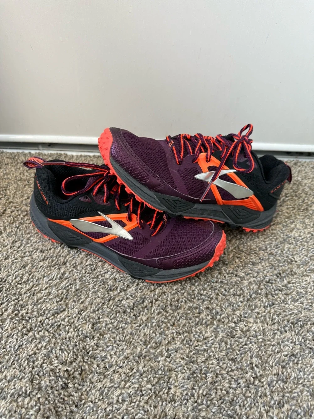 Brooks Cascadia 12 Purple and Orange Trail Runners